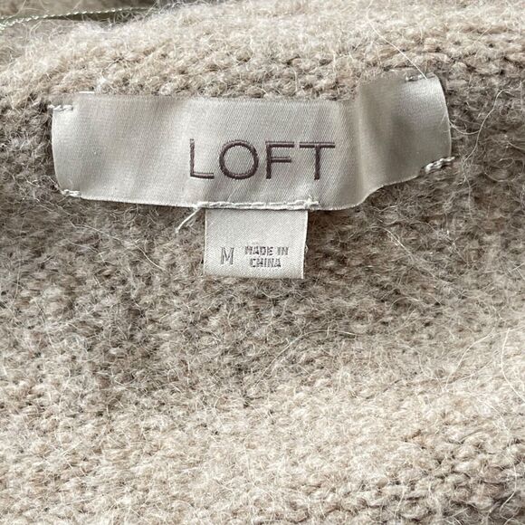 Loft Cardigan Womens Medium Taupe Alpaca Wool Blend Hood Pockets Thick Warm - Picture 5 of 12